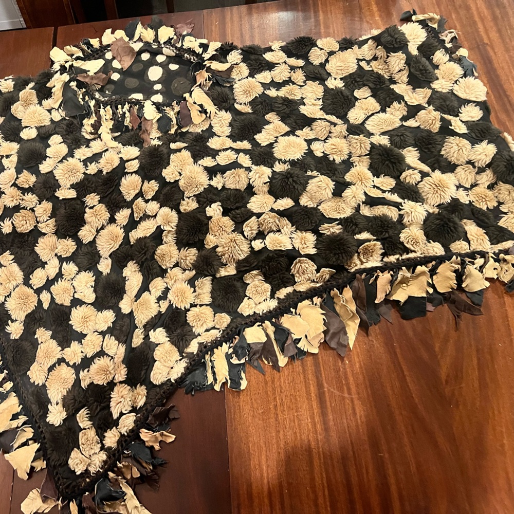 Black and Cream Textured Poncho!!